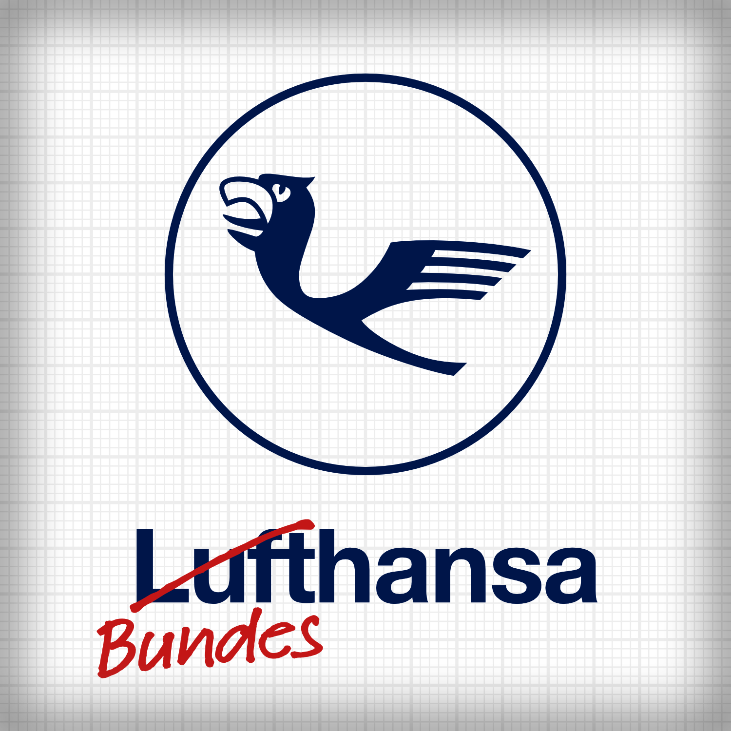 Persiflage des Lufthansa-Logos