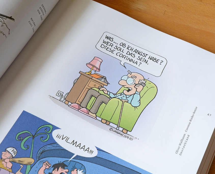 Buchseite mit Cartoon